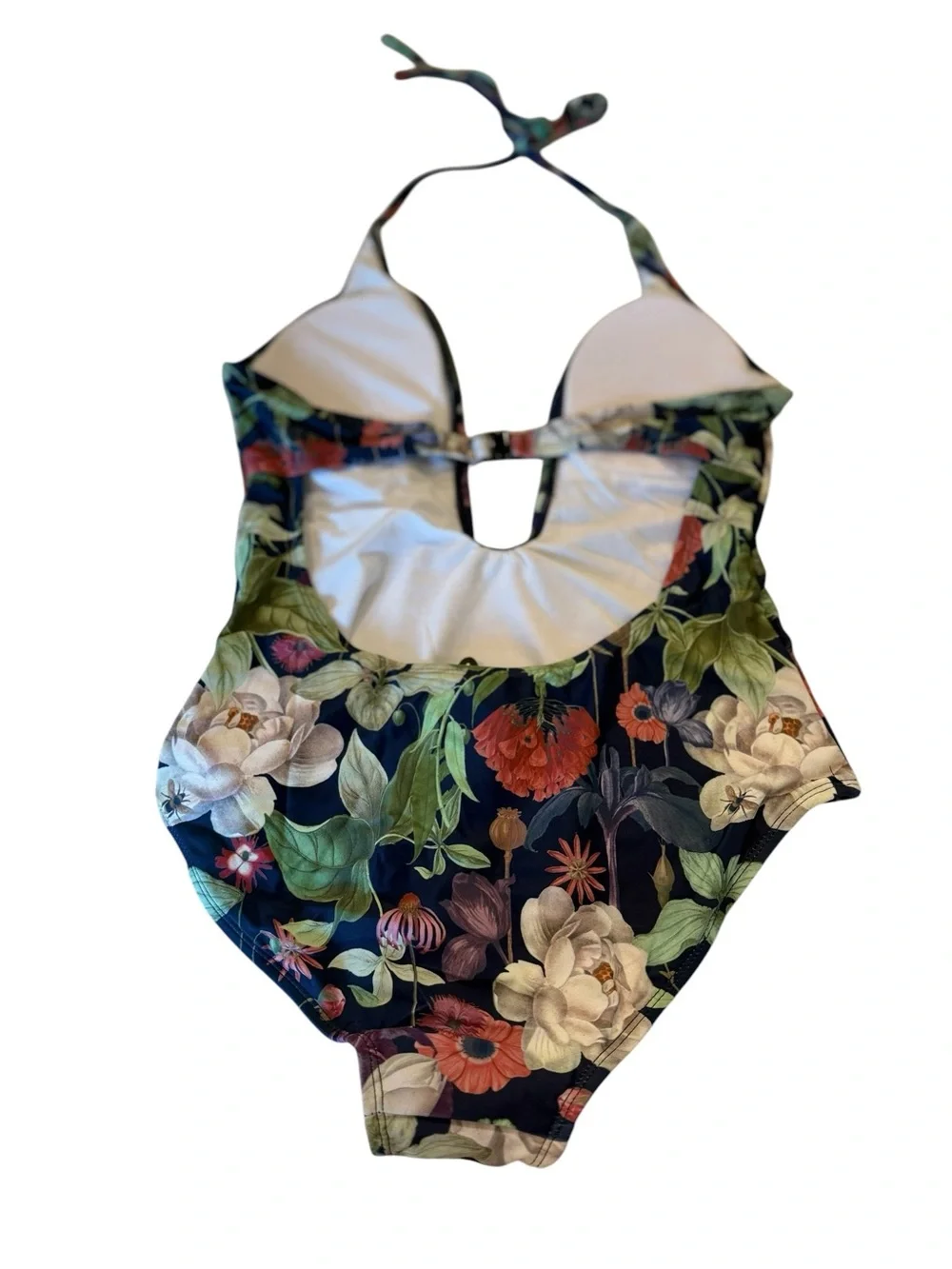 Motel Rocks x UO Sunny Day Navy Botanical Floral Plunge One Piece Swimsuit S New - Picture 9 of 16